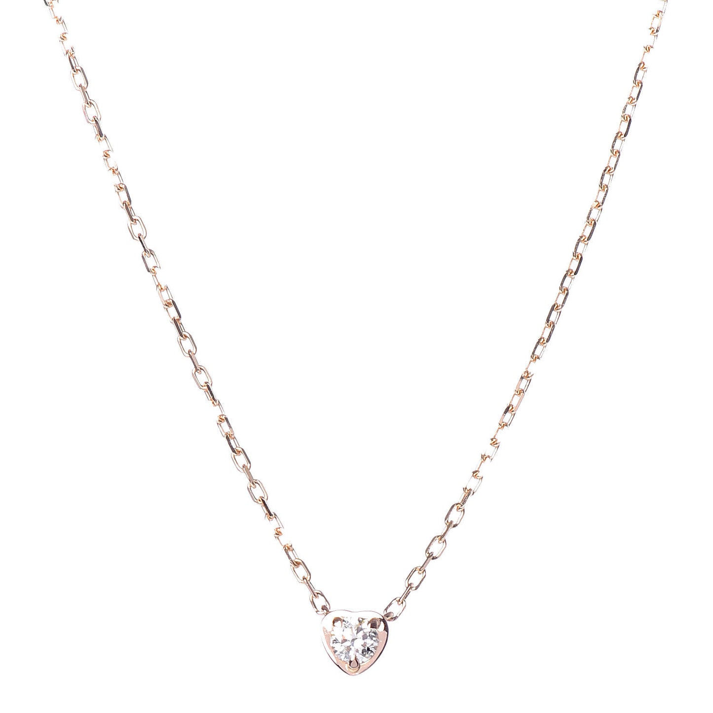 18K Pink Gold Diamond D'Amour Heart Pendant Necklace
