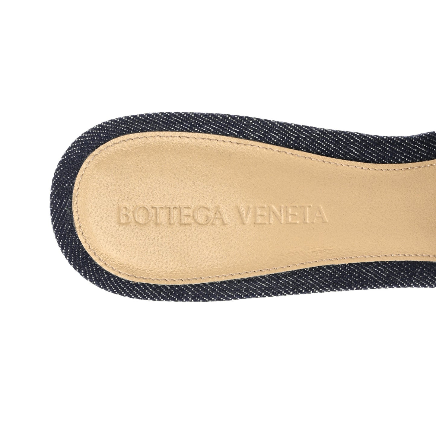 Denim Matelasse Padded Mule Sandals 36.5 Indigo