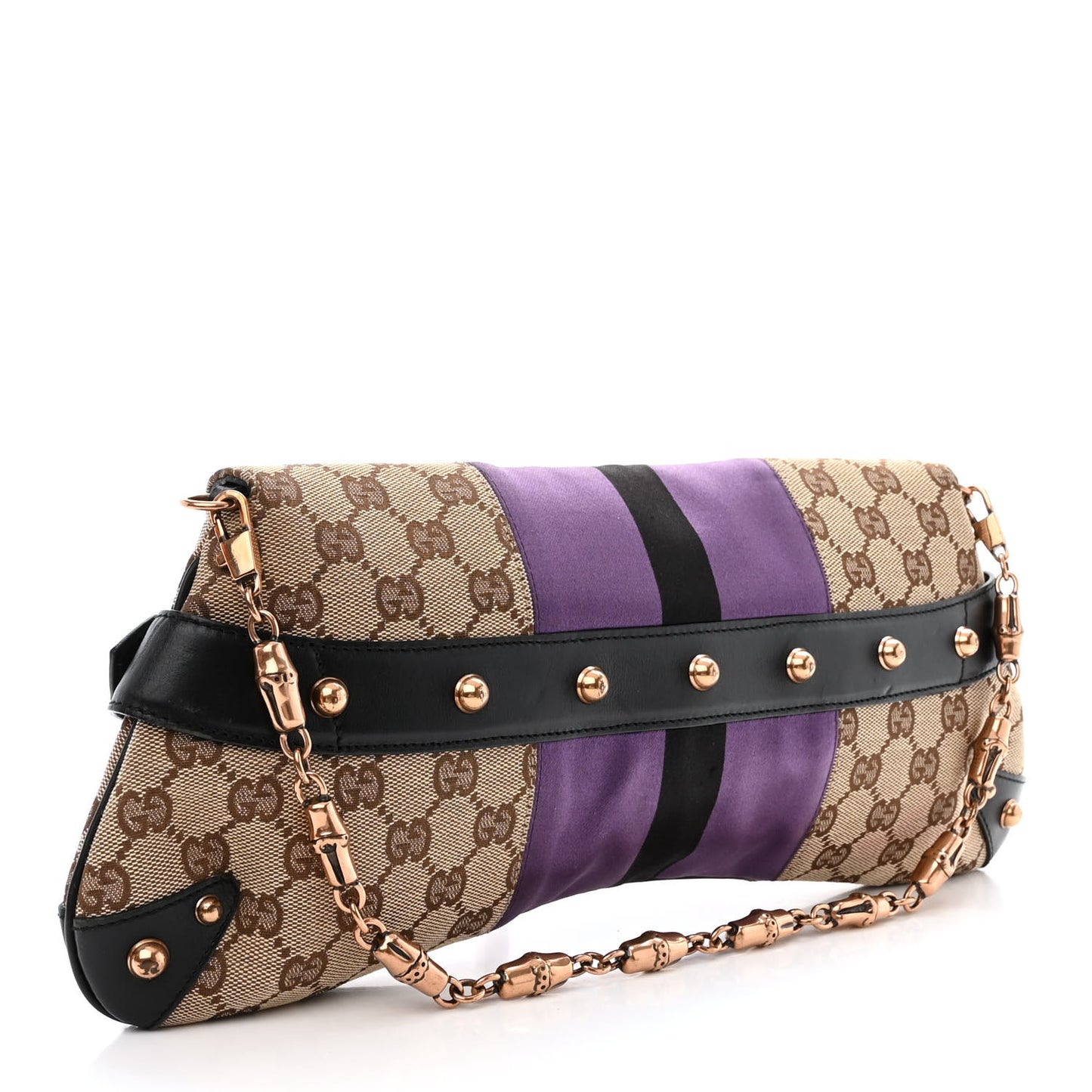 Tom Ford Monogram Horsebit Web Clutch Purple