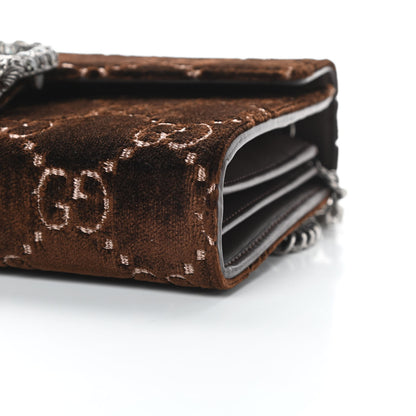 Gucci Velvet GG Monogram Mini Dionysus Chain Wallet Brown 10 of 11