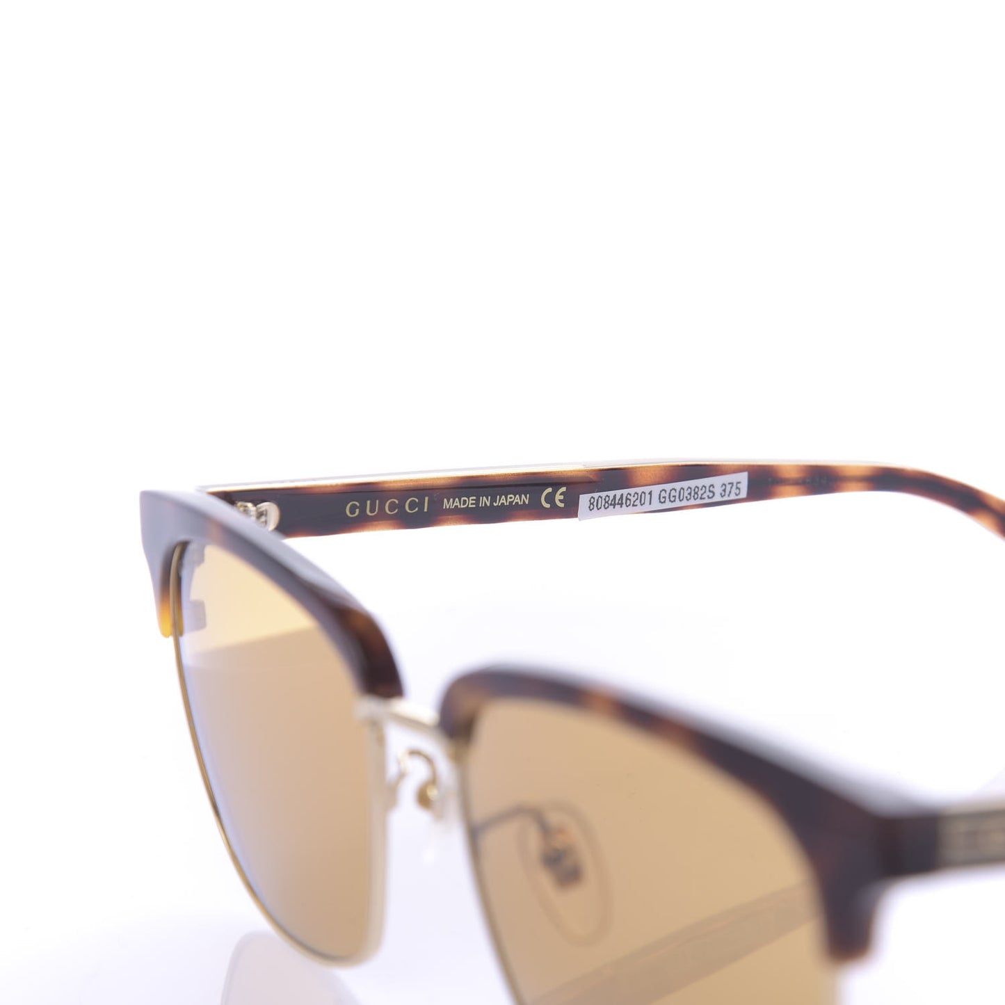 Acetate Square Frame Web Sunglasses GG0382S Tortoise