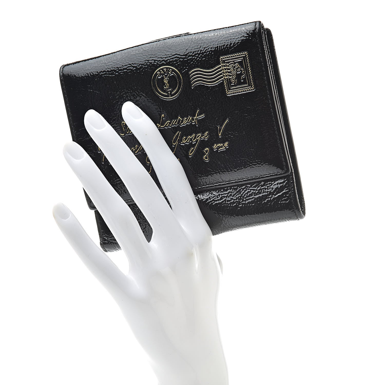 Saint Laurent Patent Y-Mail French Wallet Black 2 of 12