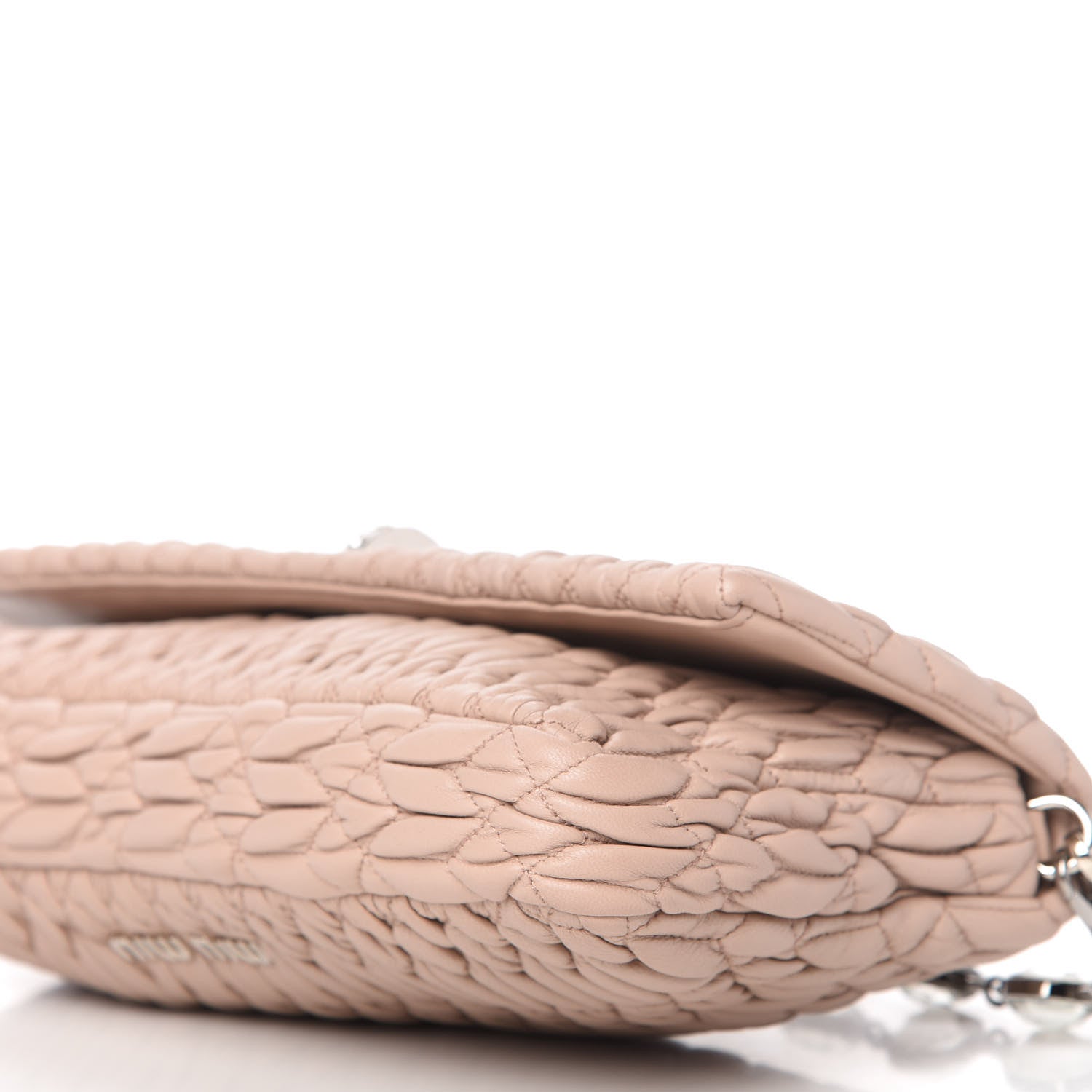 Miu Miu Nappa Matelasse Crystal Flap Clutch Cammeo 7 of 11