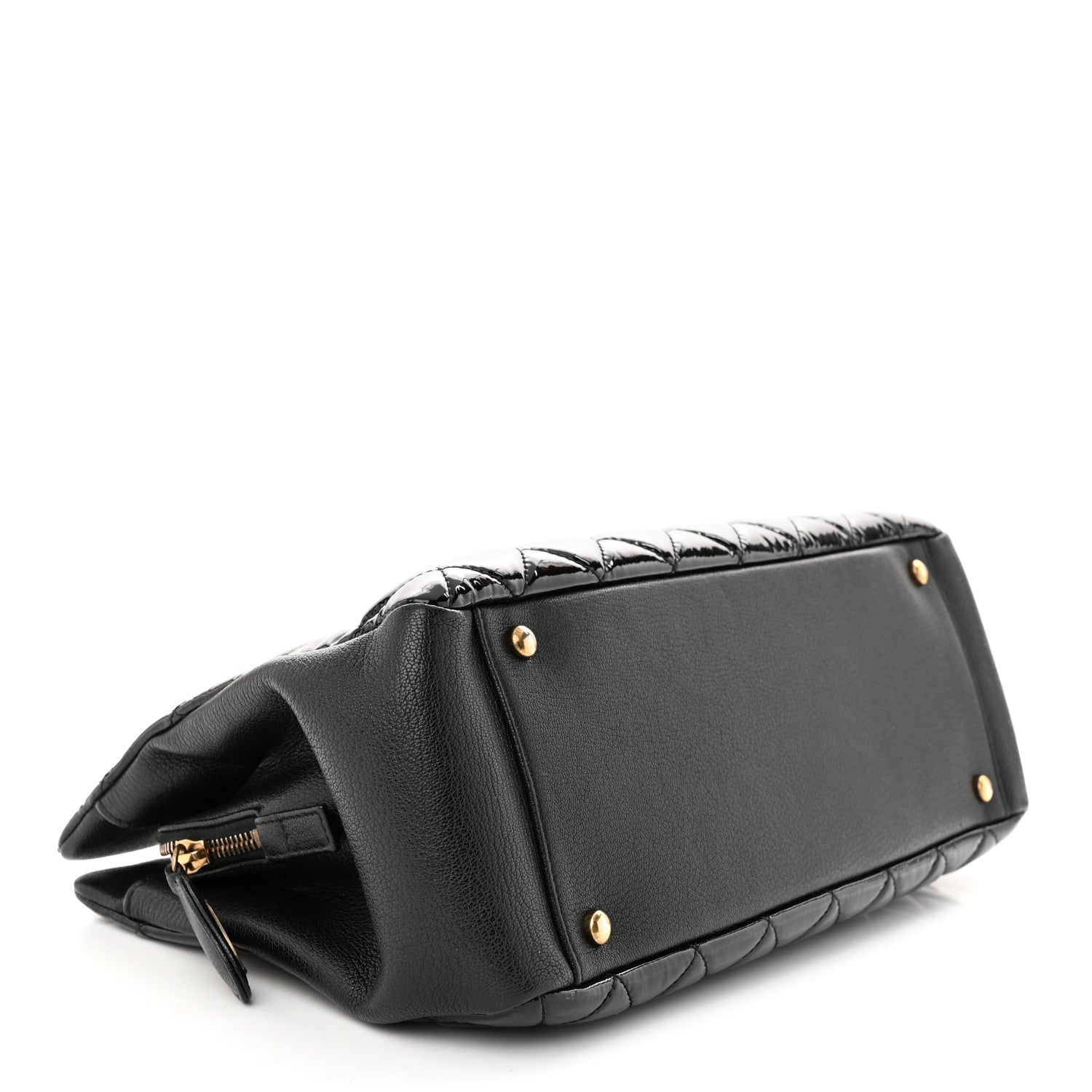 Chanel Patent Goatskin Quilted Small CC Eyelet Tote Black 4 of 10