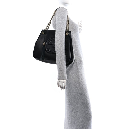 Gucci Pebbled Calfskin Medium Soho Chain Shoulder Bag Black 2 of 10