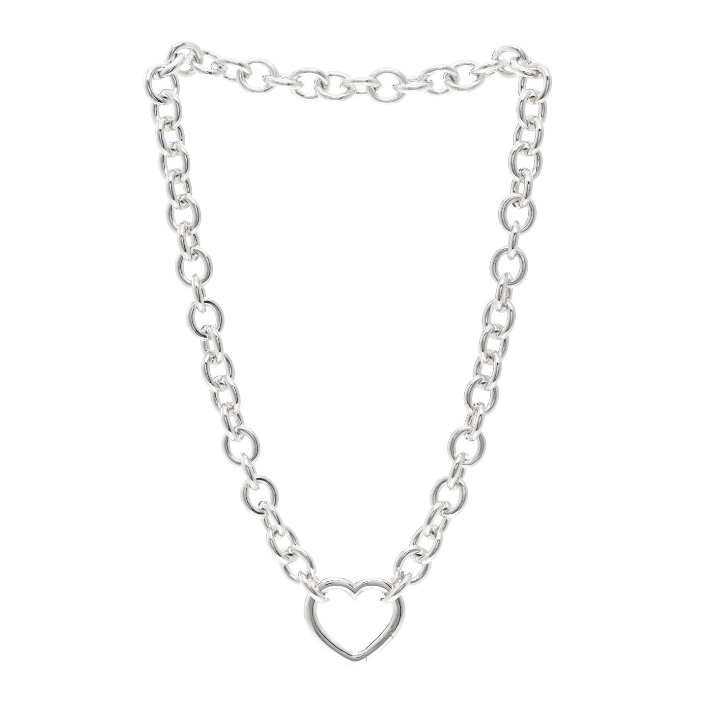 Sterling Silver Heart Clasp Choker Necklace
