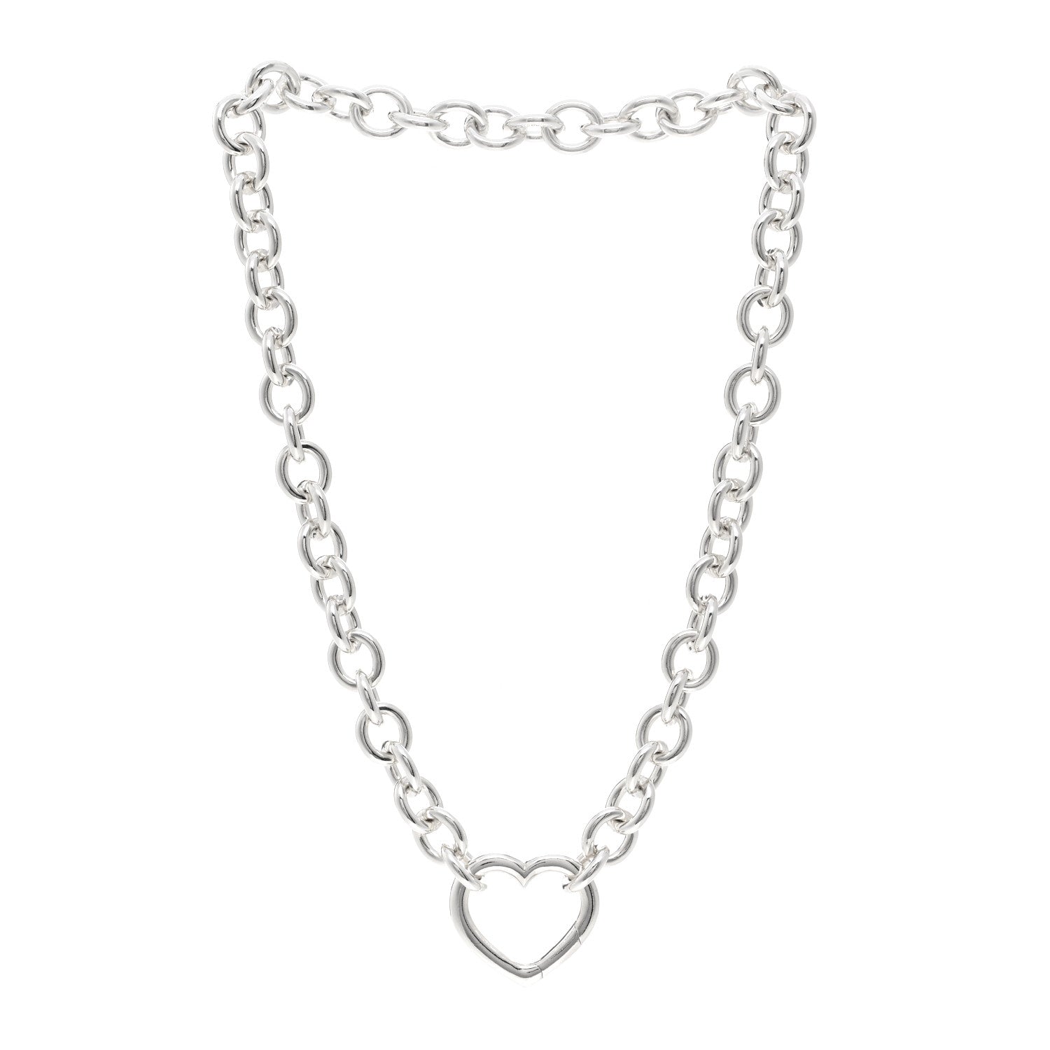 Tiffany Sterling Silver Heart Clasp Choker Necklace 3 of 4