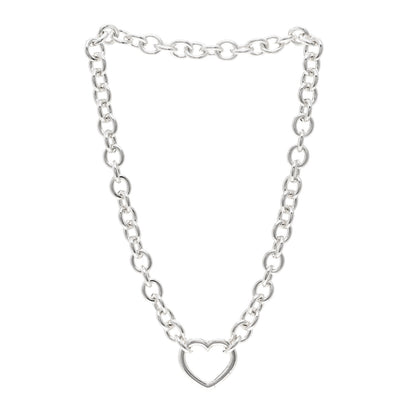 Tiffany Sterling Silver Heart Clasp Choker Necklace 3 of 4
