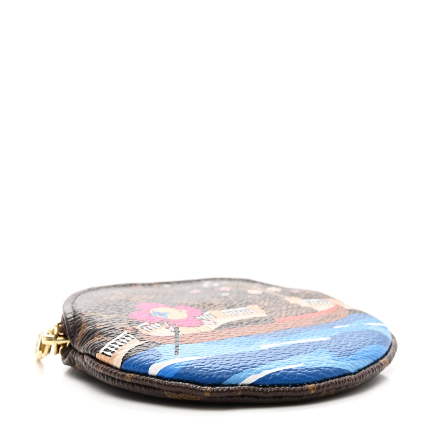 Monogram 2019 Christmas Animation Round Coin Purse Blue