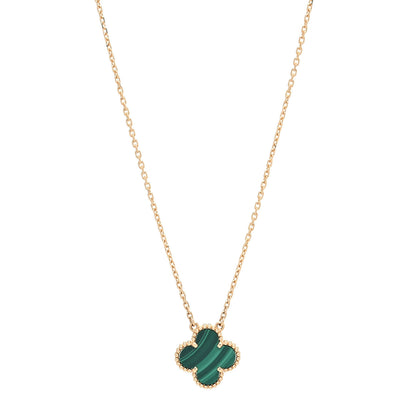 Van Cleef & Arpels 18K Yellow Gold Malachite Vintage Alhambra Pendant Necklace 1 of 7