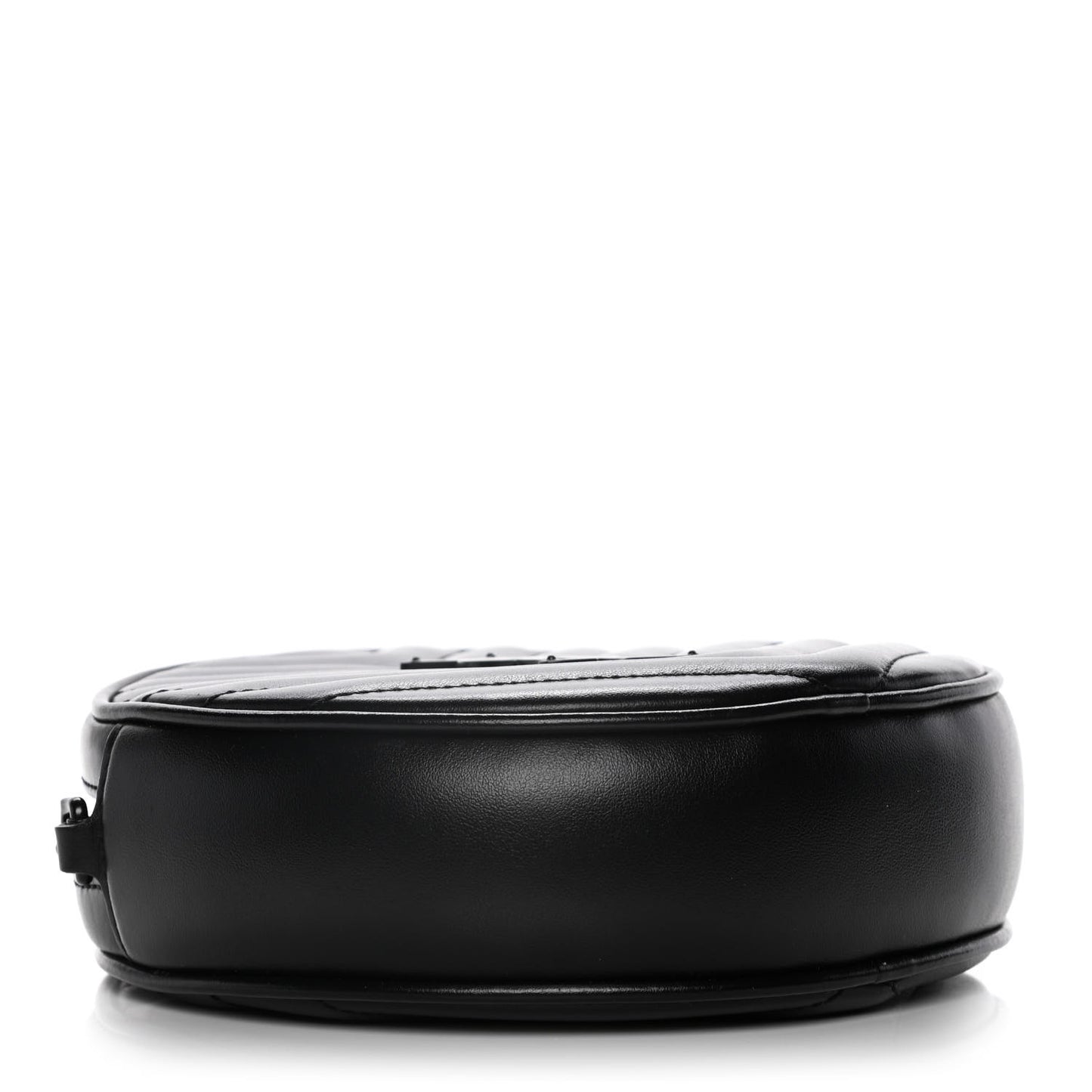 Calfskin Matelasse Chevron Round Vinyle Camera Bag Black