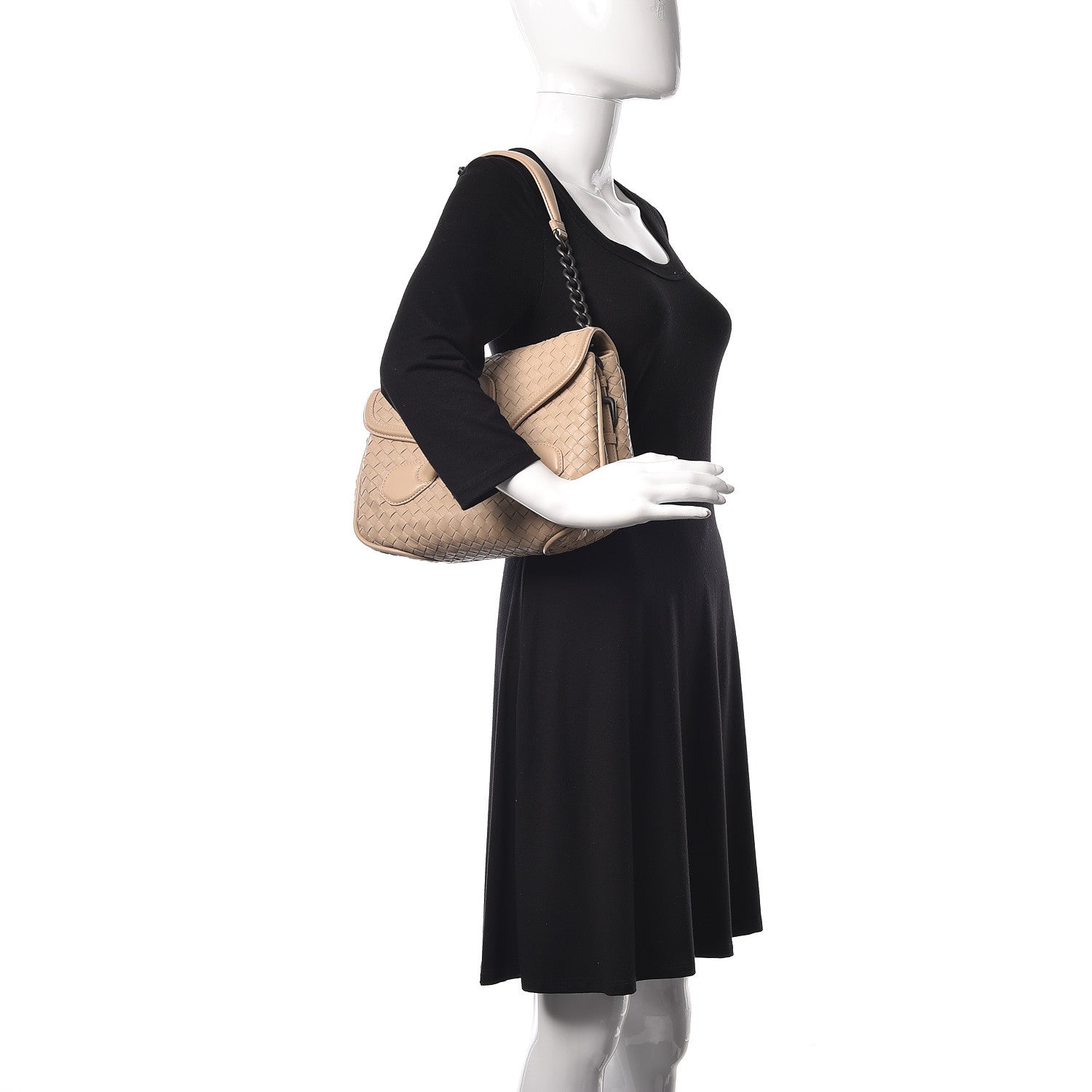 Bottega Veneta Nappa Intrecciato Rialto Shoulder Bag Mink 2 of 13
