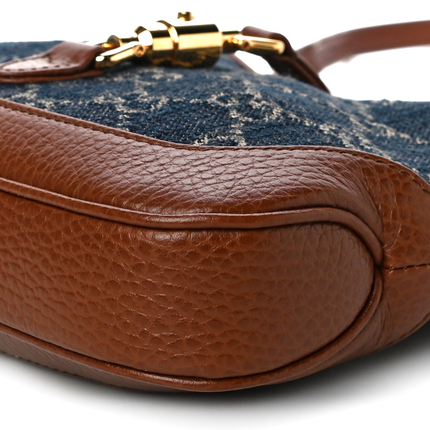 New Denim GG Monogram Calfskin Mini Jackie 1961 Hobo Blue Tea Cuir