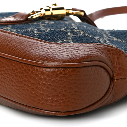 Gucci New Denim GG Monogram Calfskin Mini Jackie 1961 Hobo Blue Tea Cuir 10 of 11