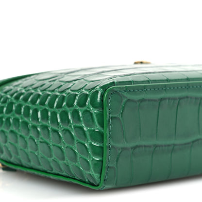 Chanel Calfskin Crocodile Embossed Crococo Exoticoco Vanity With Chain Emerald 17 of 21