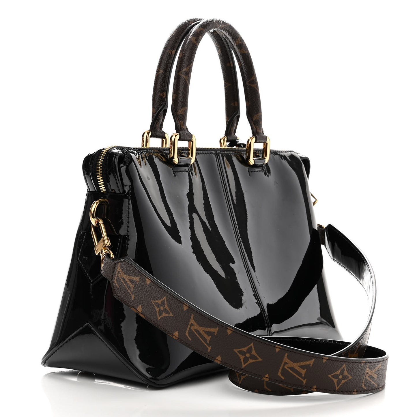 Patent Calfskin Miroir Tote Black