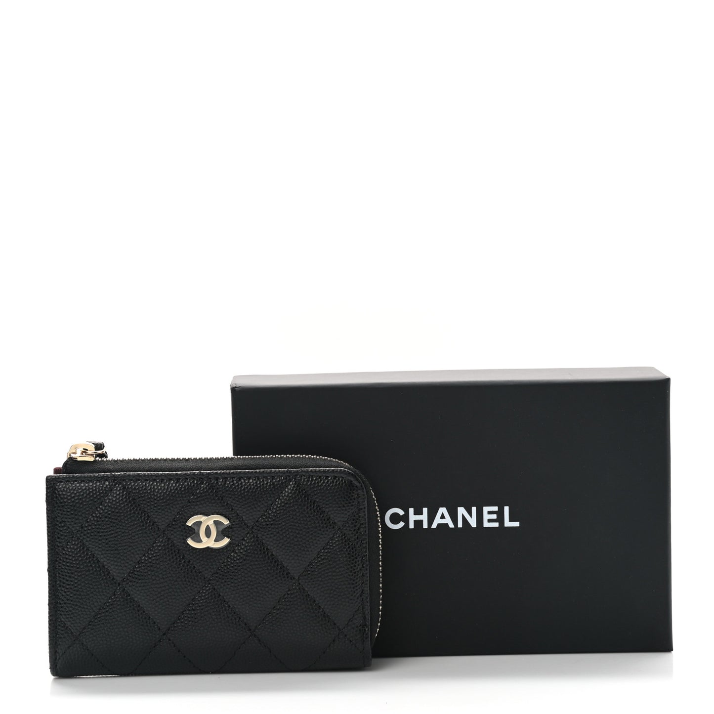 Caviar Quilted Key Holder Case Black