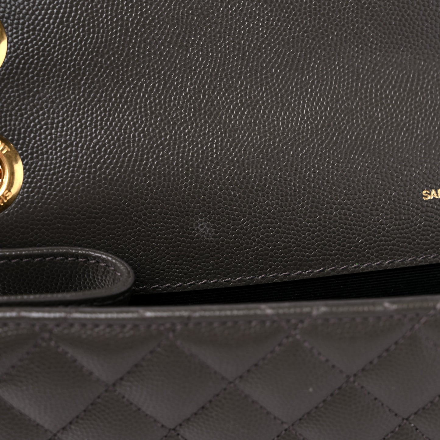Grain De Poudre Textured Mixed Matelasse Large Triquilt Monogram Satchel Pebble