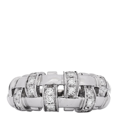 Tiffany 18K White Gold Diamond Vannerie Weave Ring 49 5 1 of 4