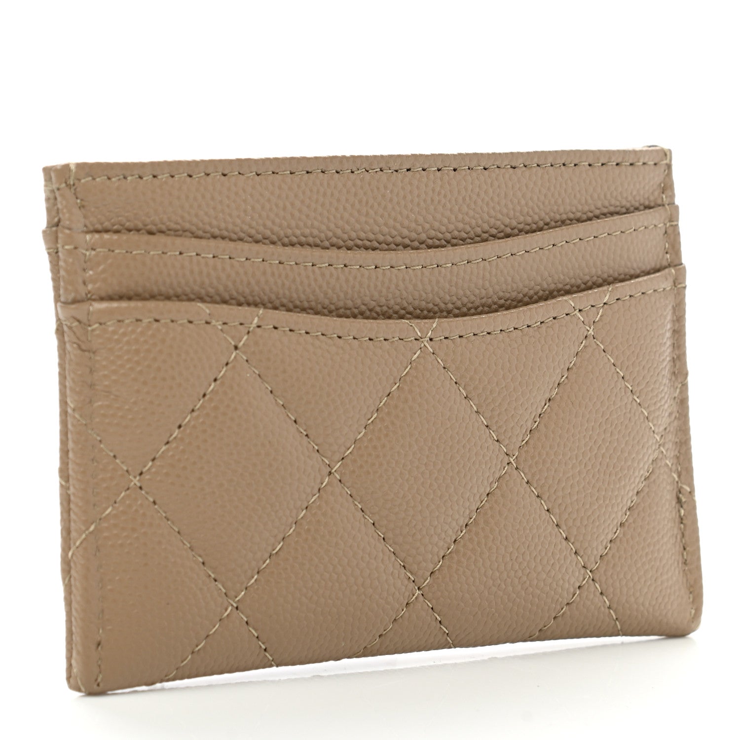 Chanel Caviar Quilted Card Holder Dark Beige 3 of 9