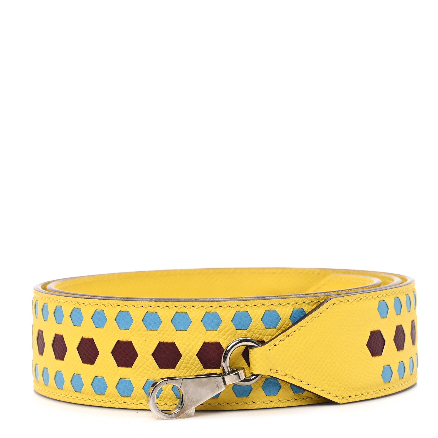 Hermes Epsom 40mm Hexagone Tressage Shoulder Strap Rouge H Jaune de Naples Gold 1 of 4