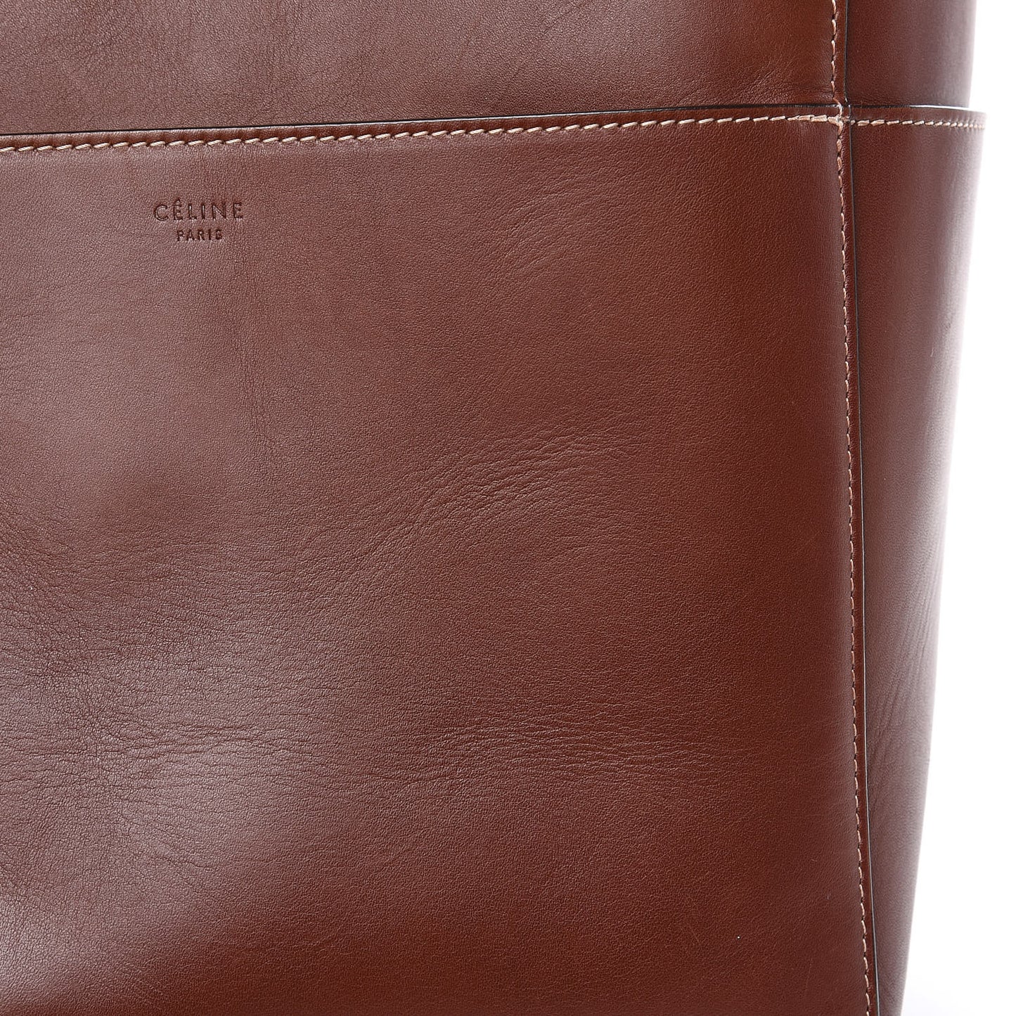 Natural Calfskin Sangle Bucket Bag Dark Brown