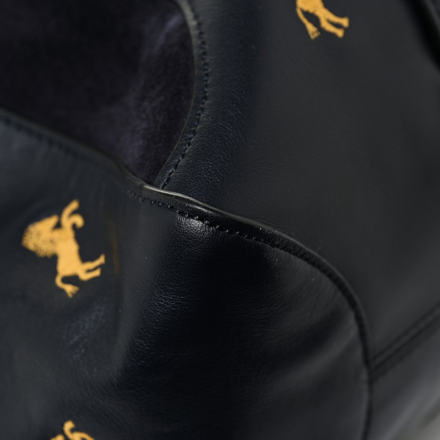 Smooth Calfskin Little Horses Embroidered Tao Zipped Tote Black