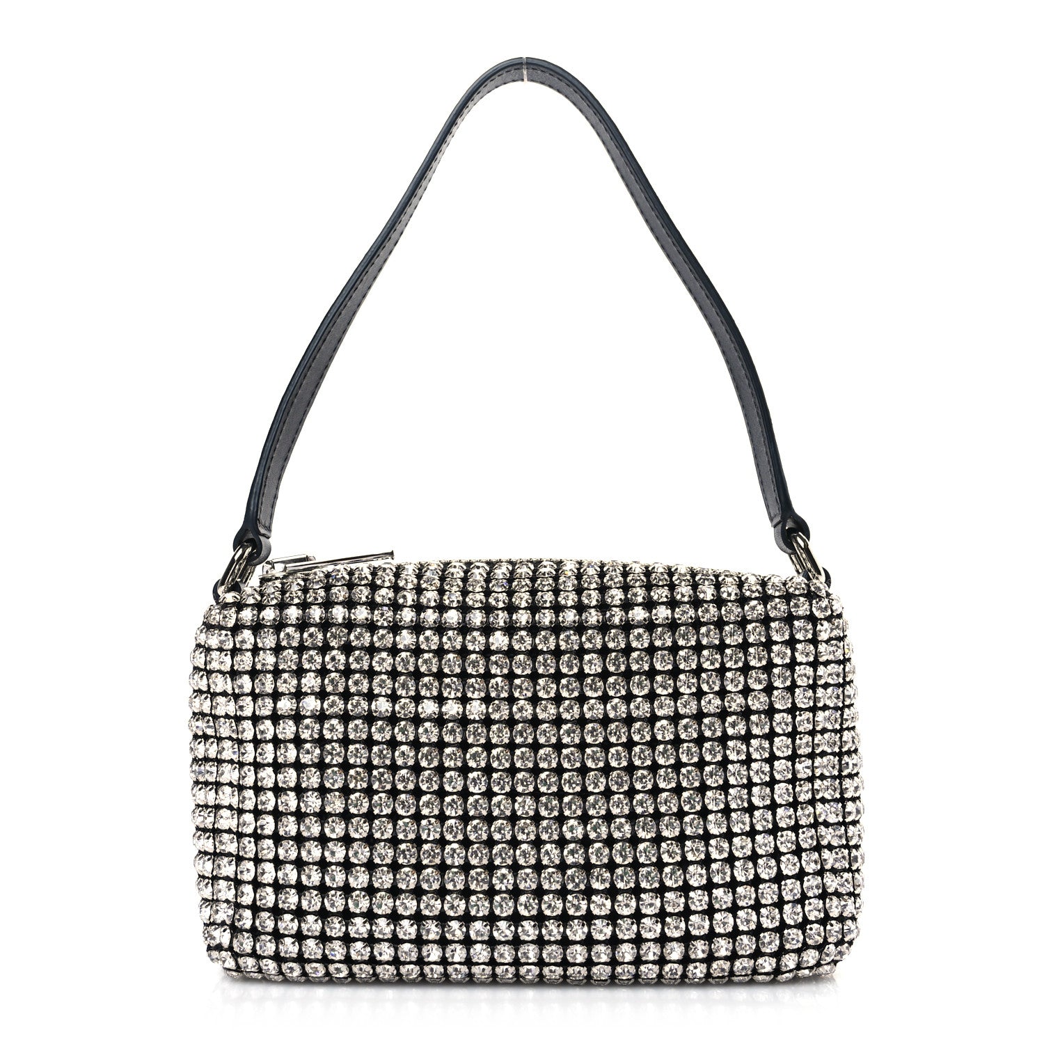 Alexander Wang Mesh Crystal Rhinestone Mini Heiress Pouch Black Silver 1 of 9