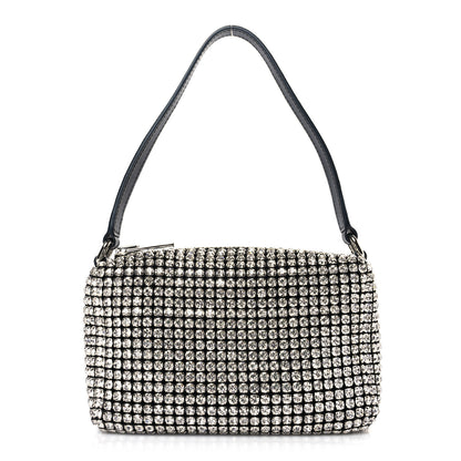 Alexander Wang Mesh Crystal Rhinestone Mini Heiress Pouch Black Silver 1 of 9