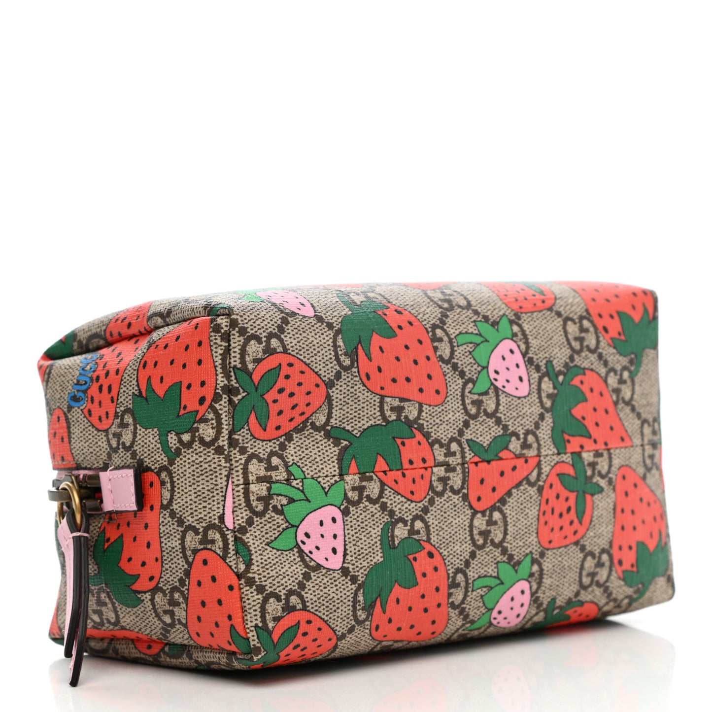 GG Supreme Monogram Strawberry Cosmetic Case