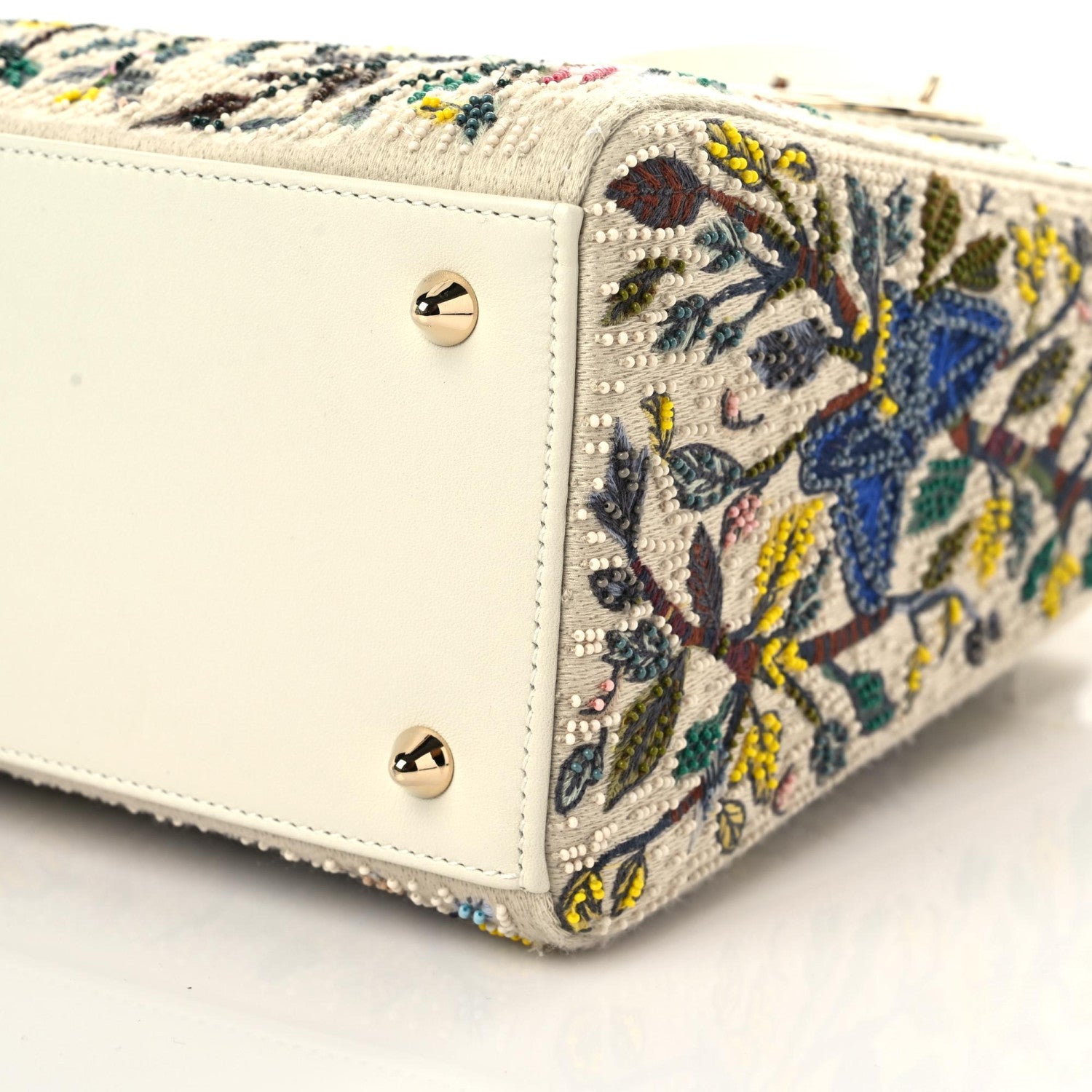 Christian Dior Calfskin Embroidered Medium Lady Dior White Multicolor 9 of 12