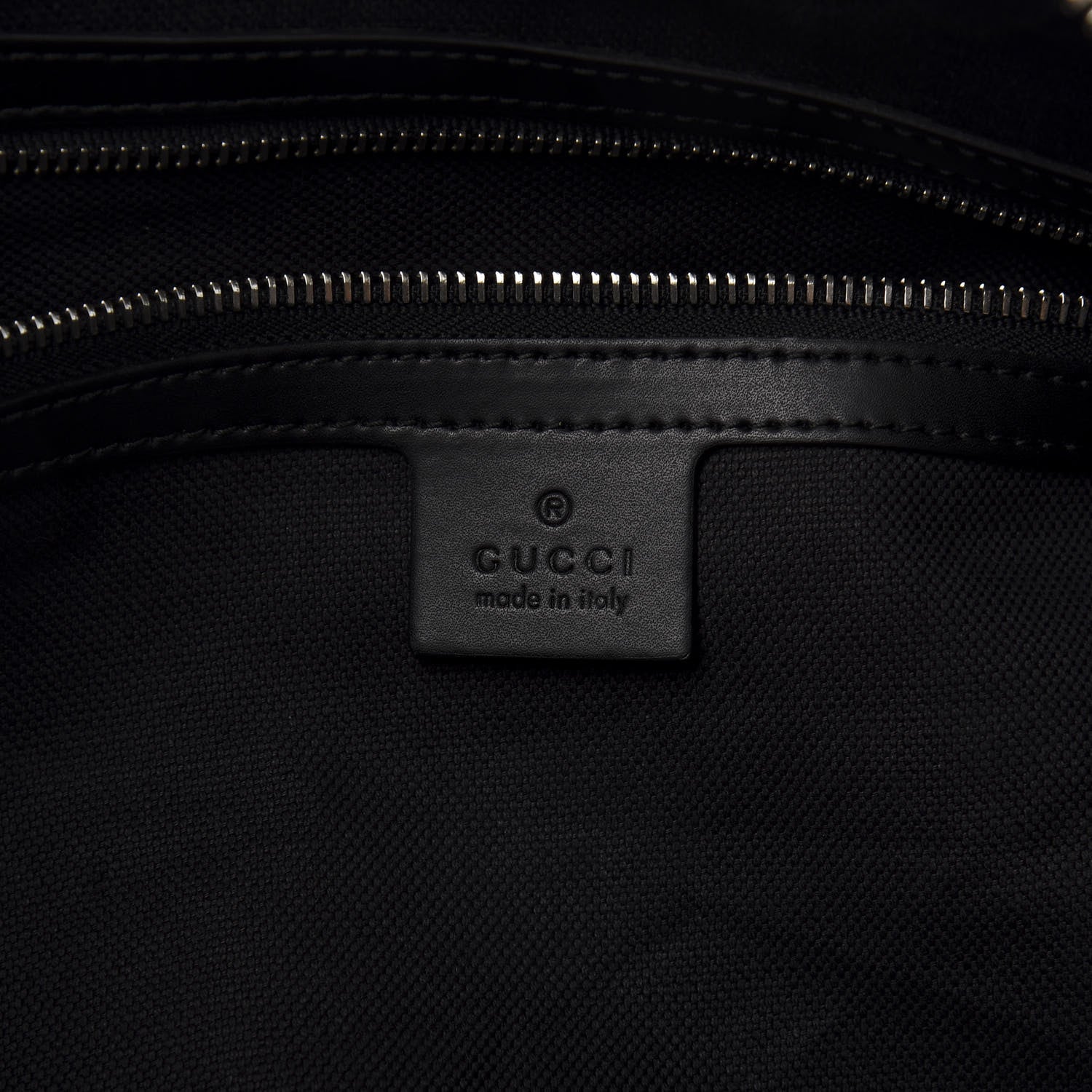 Gucci Soft GG Supreme Monogram Appia Calfskin Web Large Carry On Duffle Bag Black Grey 5 of 9