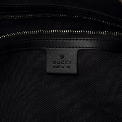 Gucci Soft GG Supreme Monogram Appia Calfskin Web Large Carry On Duffle Bag Black Grey 5 of 9