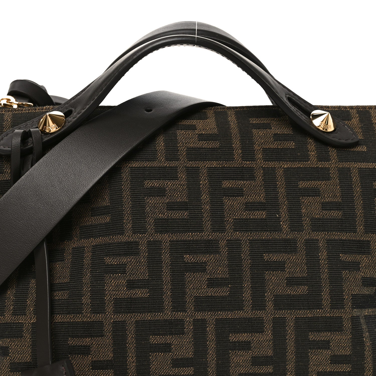 Fendi Vitello Grace Jacquard FF Medium By The Way Boston Bag Tobacco Moro Ebano 8 of 10