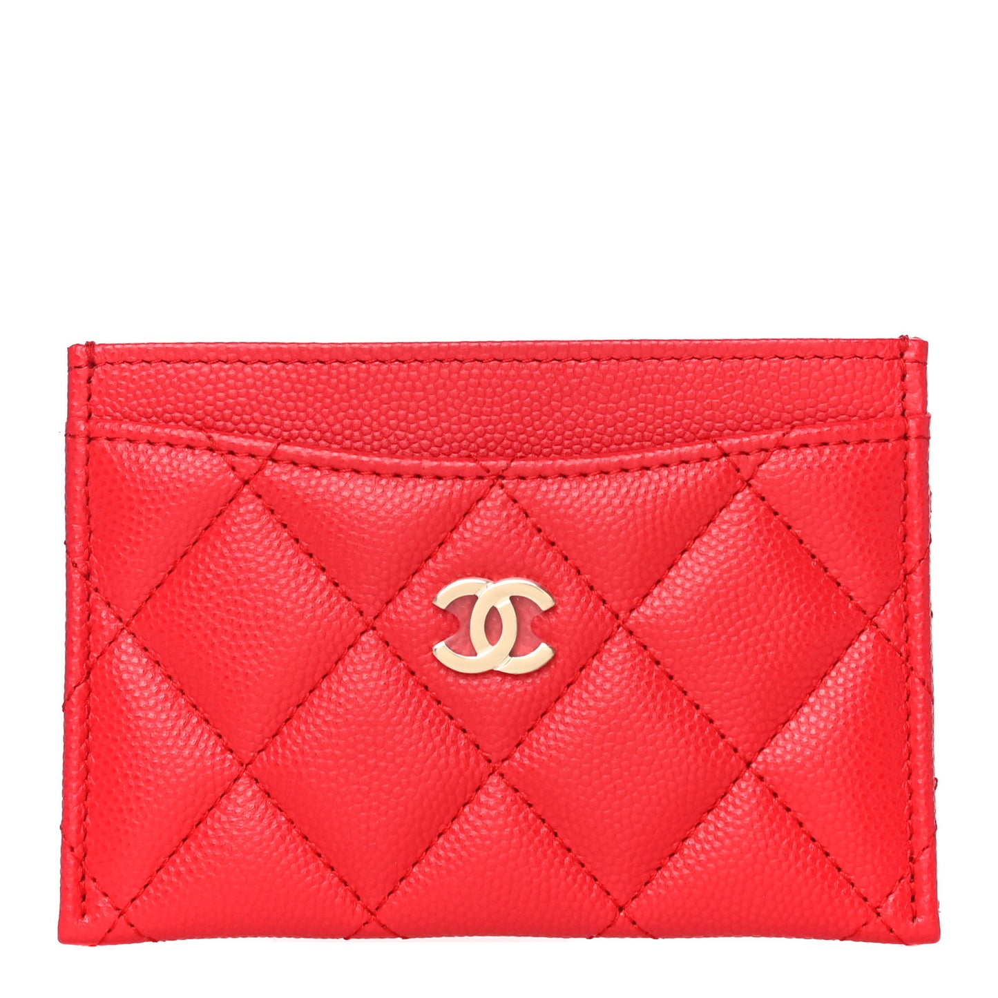 Caviar Quilted Card Holder Red