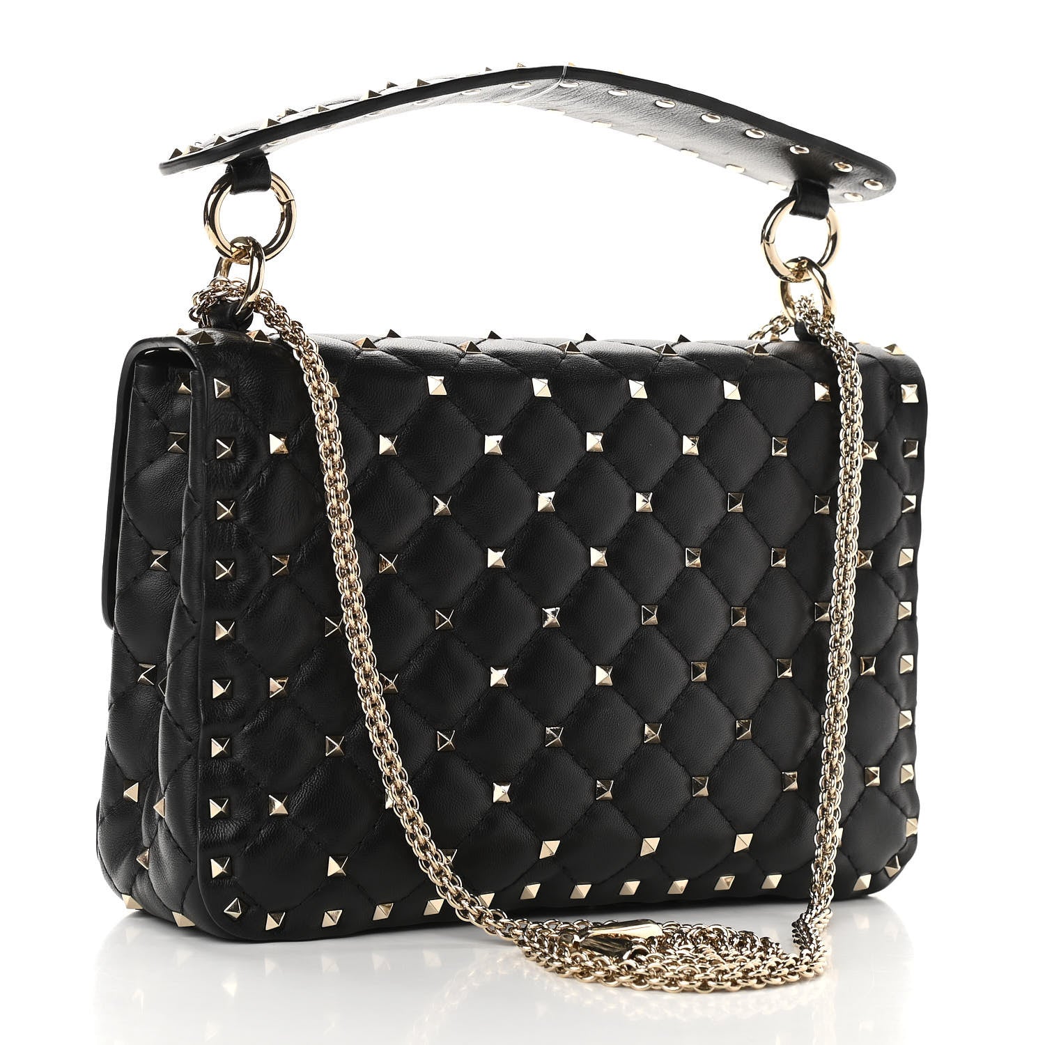 Valentino Garavani Lambskin Medium Rockstud Spike Shoulder Bag Black 3 of 9