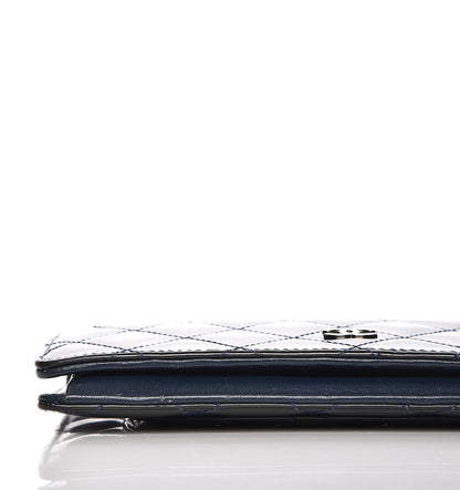 Chanel Patent Quilted Yen Wallet Dark Blue 13 of 14