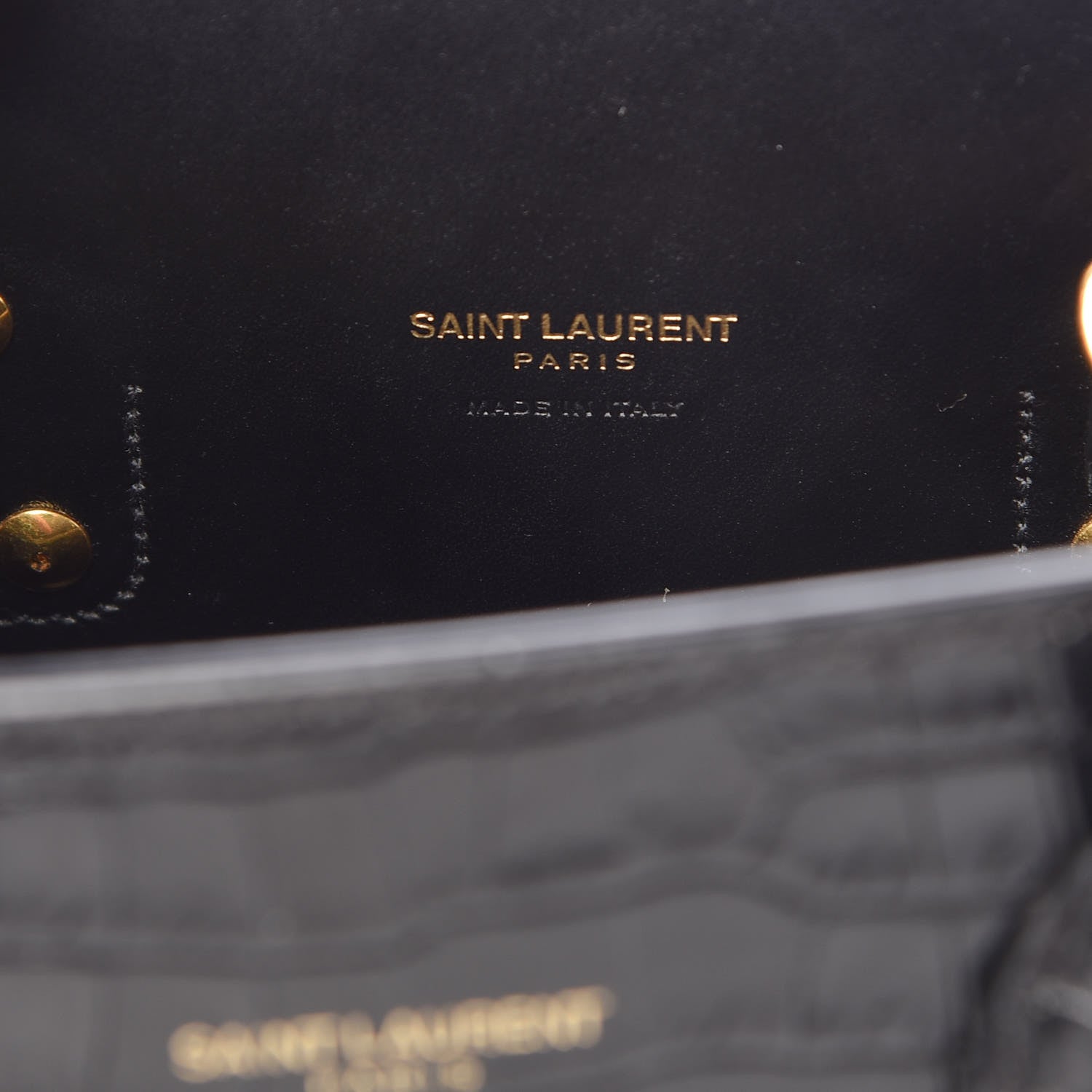 Saint Laurent Calfskin Crocodile Embossed Baby Sac De Jour Black 8 of 11