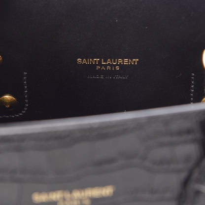 Saint Laurent Calfskin Crocodile Embossed Baby Sac De Jour Black 8 of 11