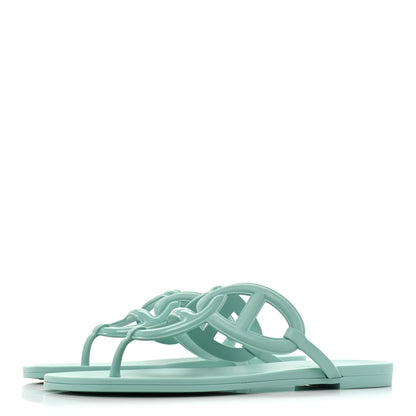 Hermes Rubber Womens Egerie Sandals 38 Vert Embrun 3 of 10