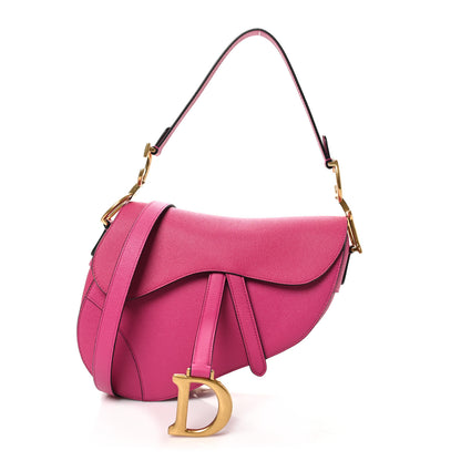 Christian Dior Grained Calfskin Saddle Bag With Strap Fuchsia 1 of 10
