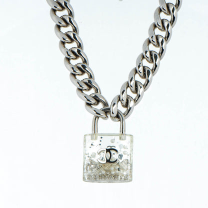Chanel Pearl CC Padlock Necklace Silver 3 of 6