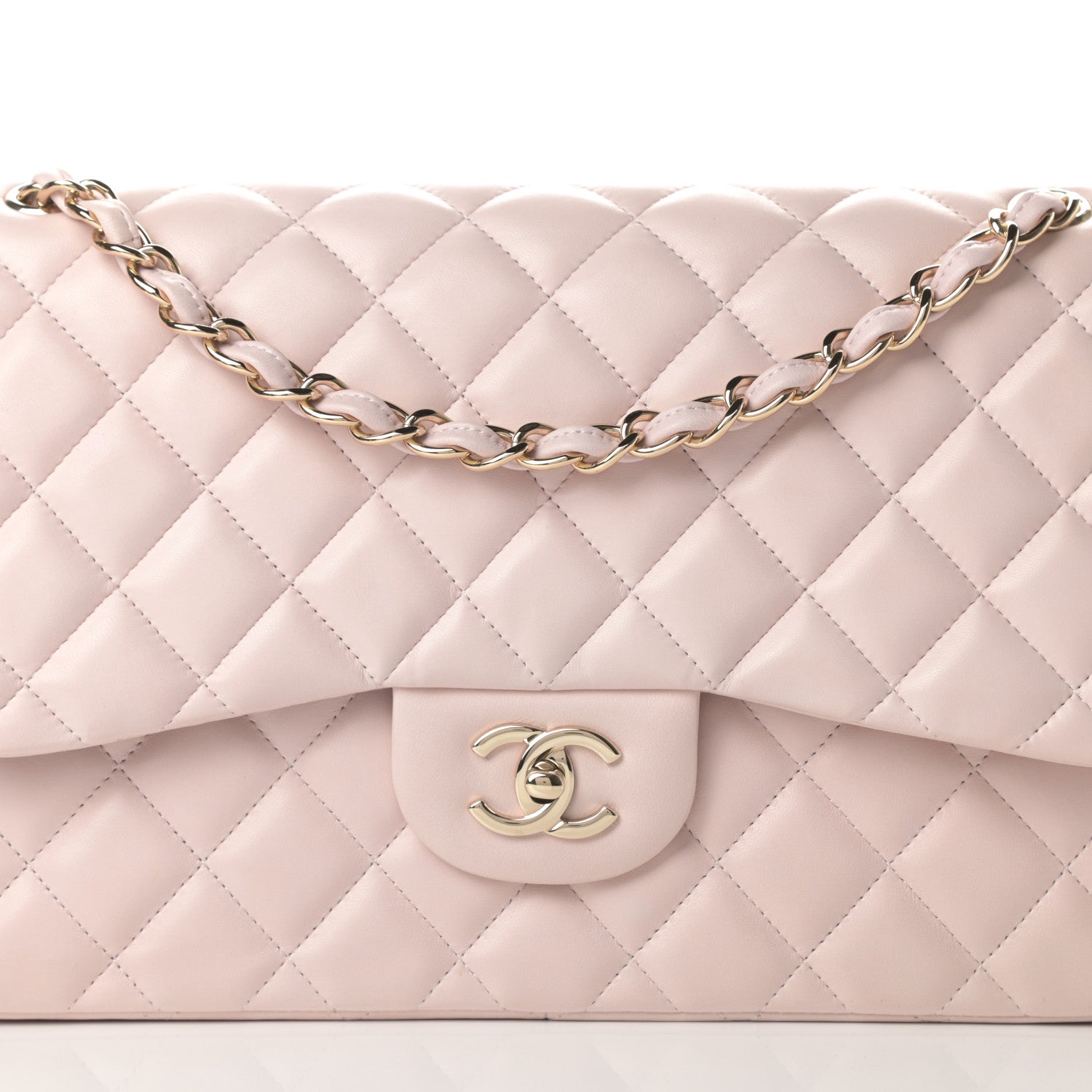 Chanel Lambskin Quilted Jumbo Double Flap Light Pink 9 of 14