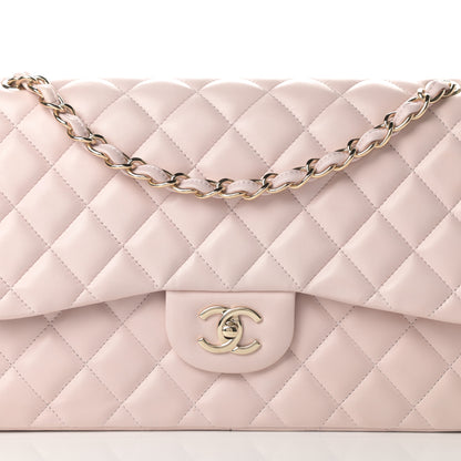 Chanel Lambskin Quilted Jumbo Double Flap Light Pink 9 of 14