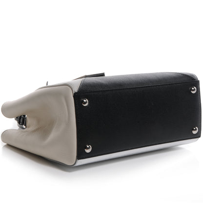 Fendi Vitello Elite Calfskin Colorblock Petite 2Jours Tote Black Multicolor White Argento 4 of 9
