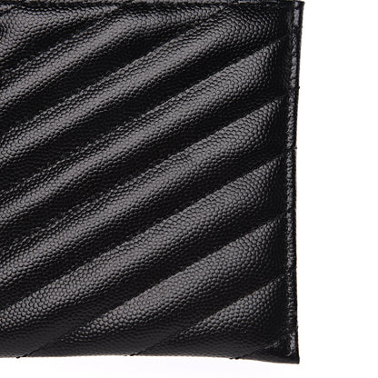 Saint Laurent Grain De Poudre Chevron Monogram Bill Pouch Black 8 of 9