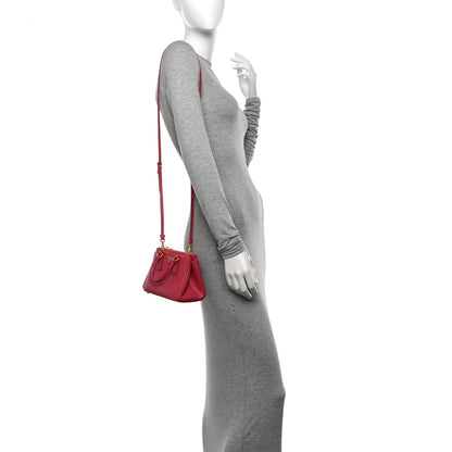 Prada Saffiano Lux Micro Galleria Double Zip Tote Peonia 2 of 11