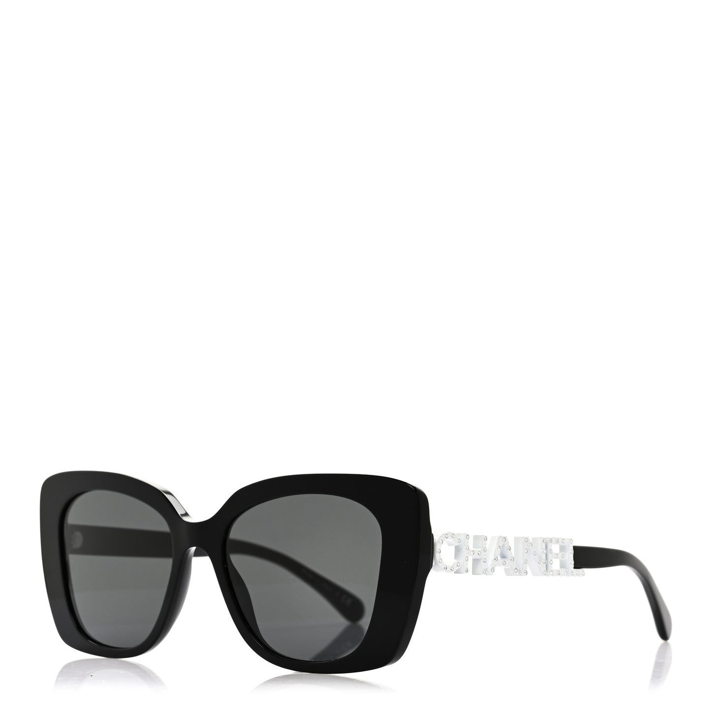 Acetate Strass Square Sunglasses 5422-B-A Black White
