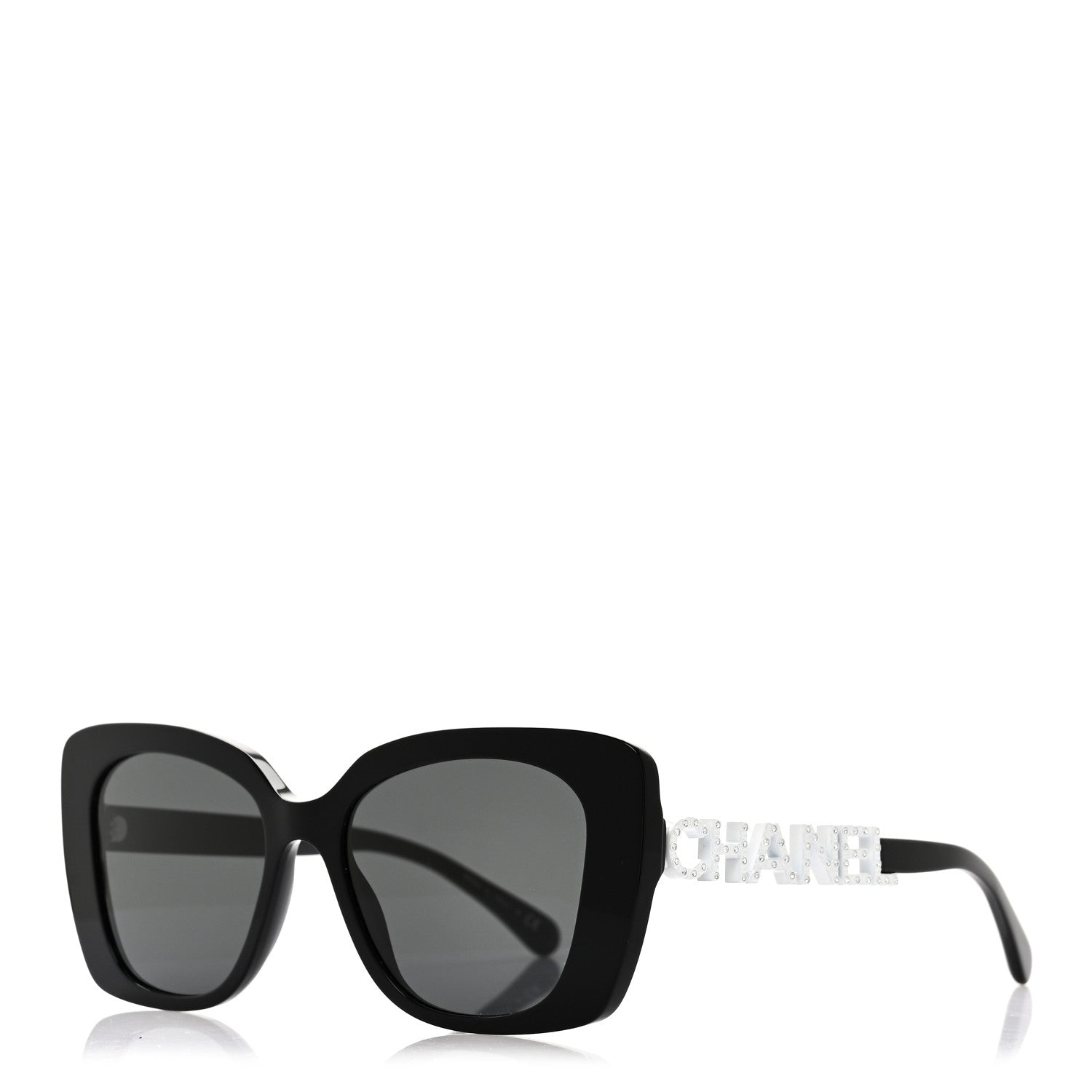 Chanel Acetate Strass Square Sunglasses 5422-B-A Black White 1 of 7