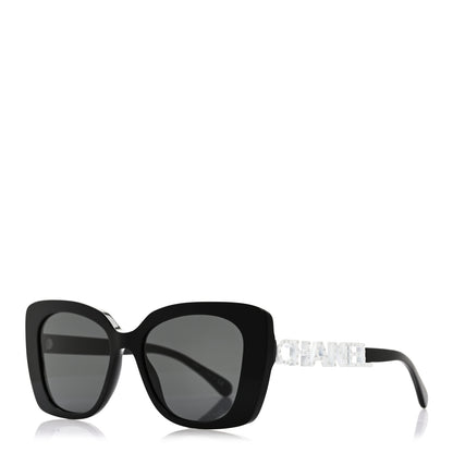 Chanel Acetate Strass Square Sunglasses 5422-B-A Black White 1 of 7